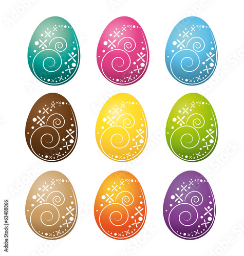 Colorful easter eggs set.