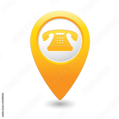 Map pointer with telephone icon
