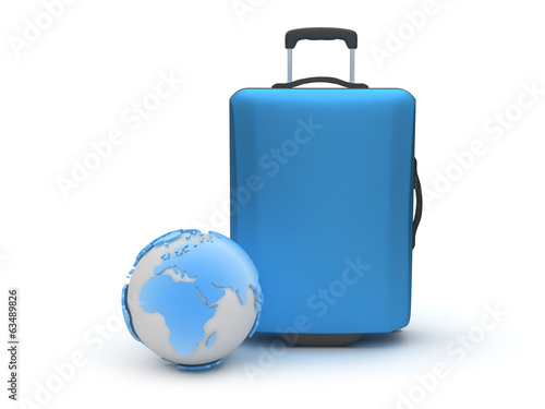 Fotografija Travel symbols - earth globe and baggage