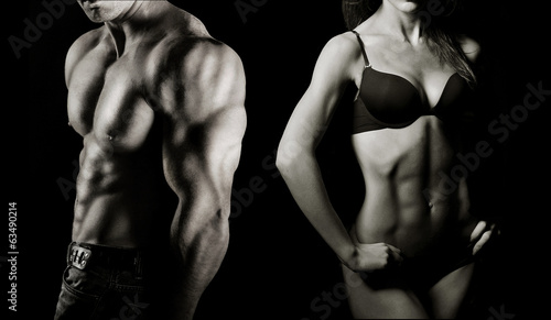 Bodybuilding. Man and woman