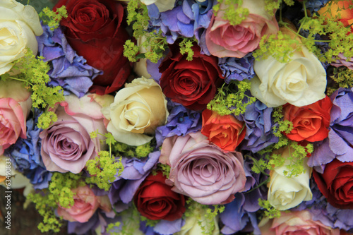 Roses and hydrangea wedding arrangement
