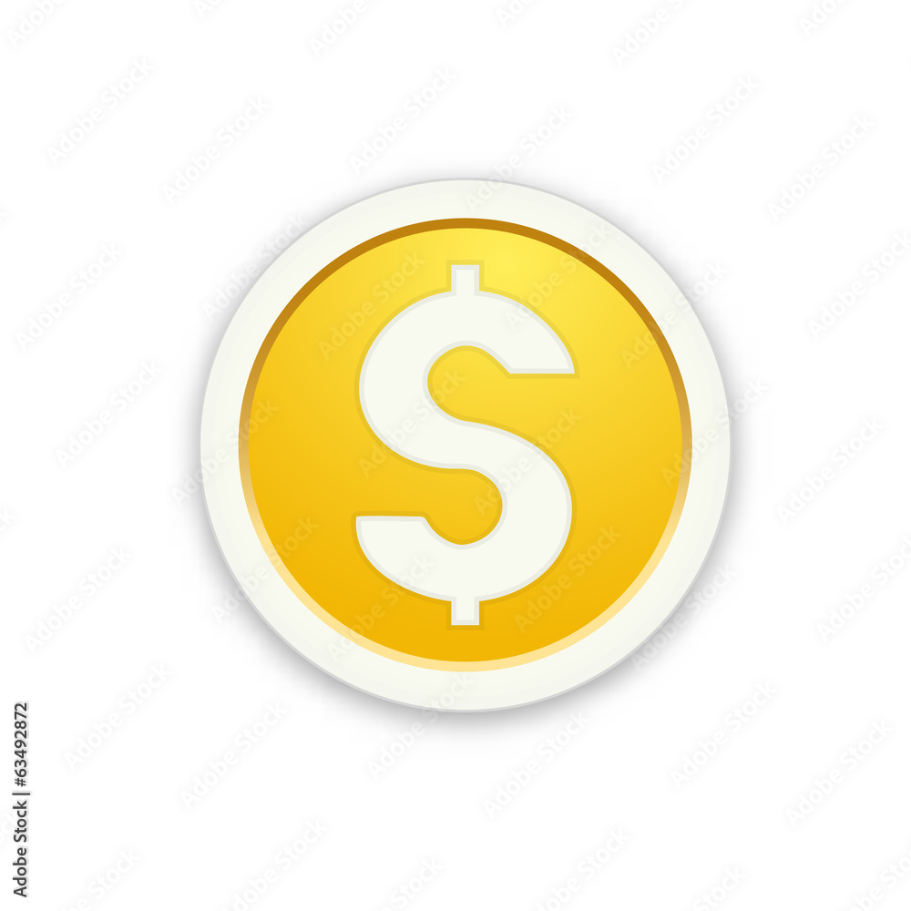 The glossy circle button with money icon The glossy circle button with money icon