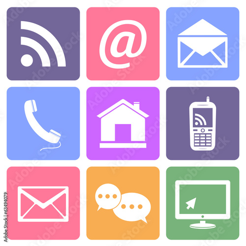 Communication icons set,  flat design vector