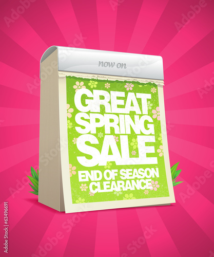 Great spring sale poster in form of tear-off calendar.
