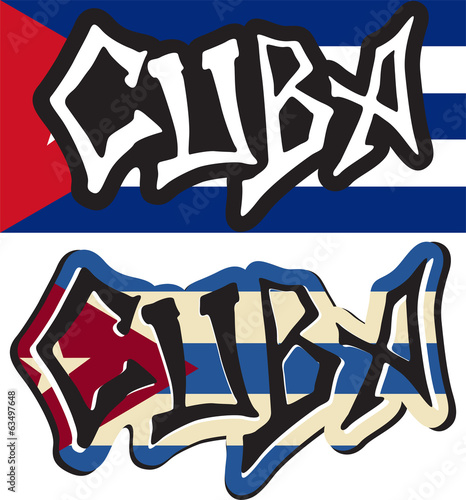 Cuba word graffiti different style. Vector