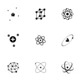 Vector black atom icons set