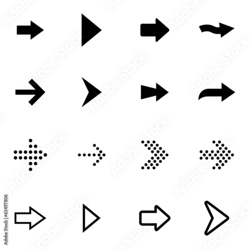 Vector black arrows icons set