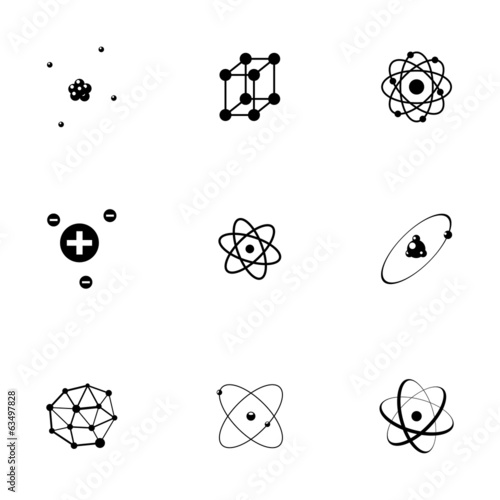 Vector black atom icons set