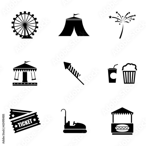 Vector black carnival icons set