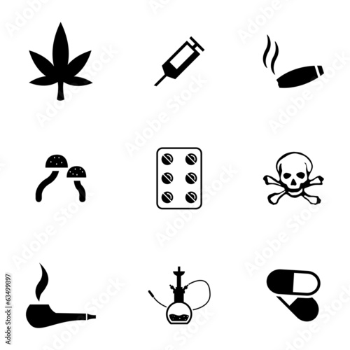 Vector black drugs icons set