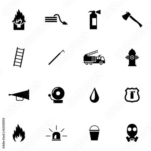 Vector black  firefighter icons set