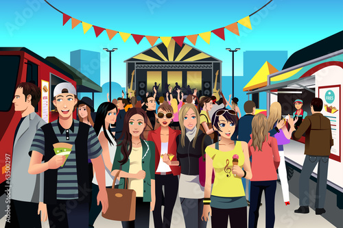People in street food festival
