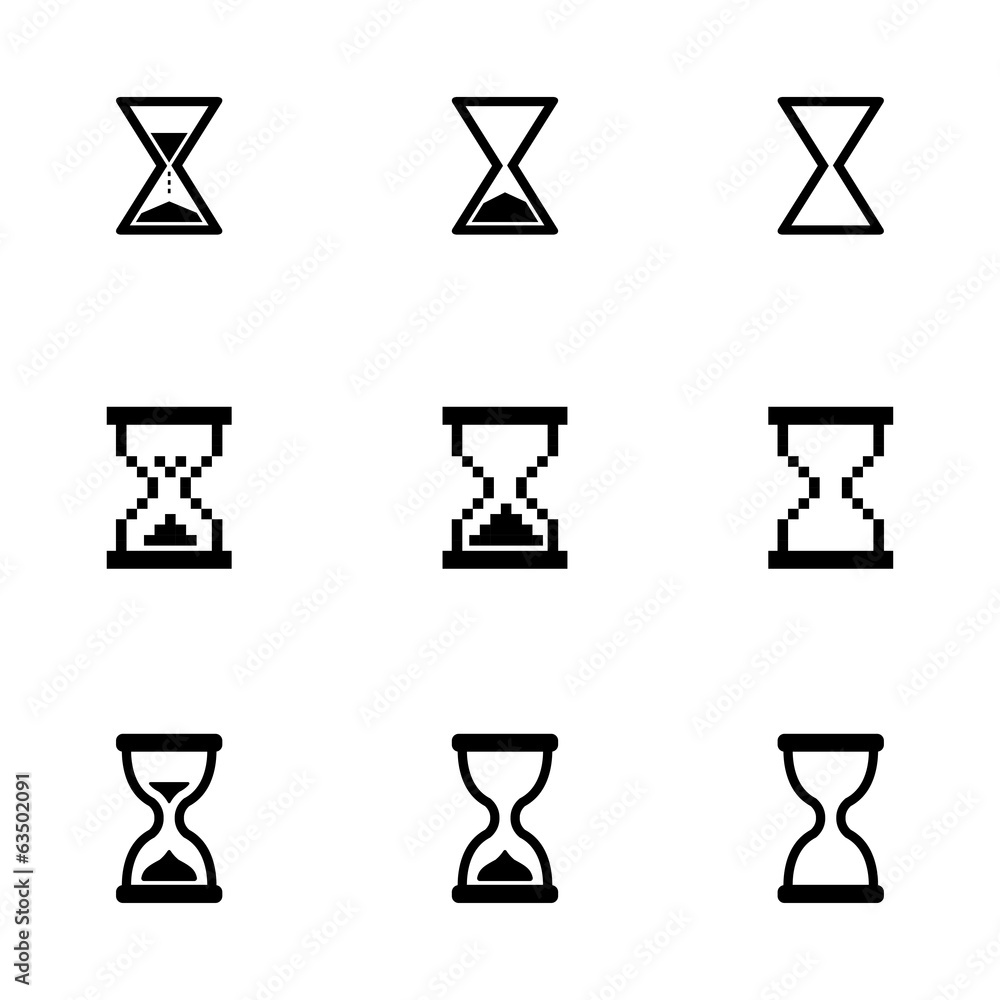 Vector black hourglass icons set Vector black hourglass icons set