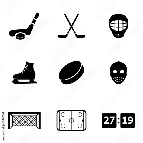 Vector black hockey icons set
