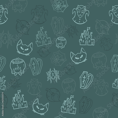 Seamless background with halloween elements. Colored pattern.