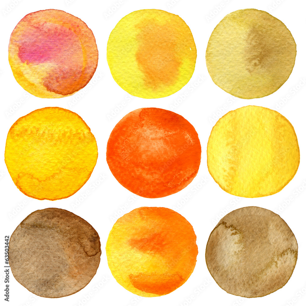 Fototapeta premium Watercolor hand painted circles collection