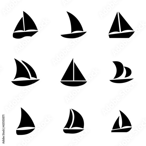 Vector black sailboat icons set