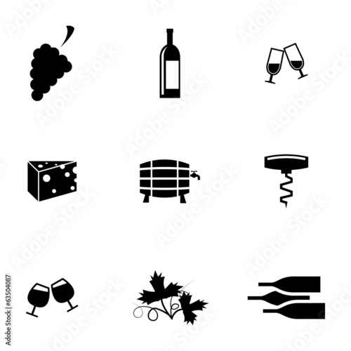 Vector black wine icons set
