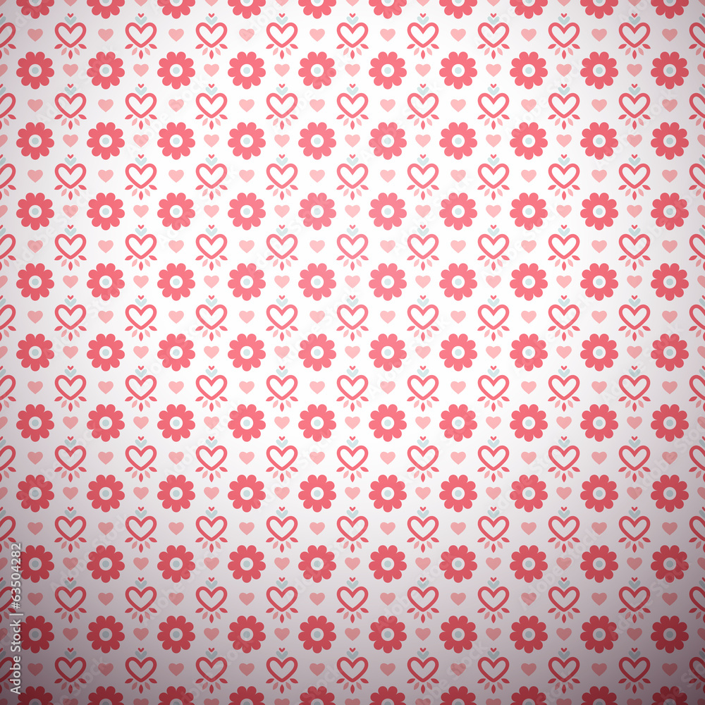 Abstract flower pattern wallpaper with hearts Abstract flower pattern wallpaper with hearts