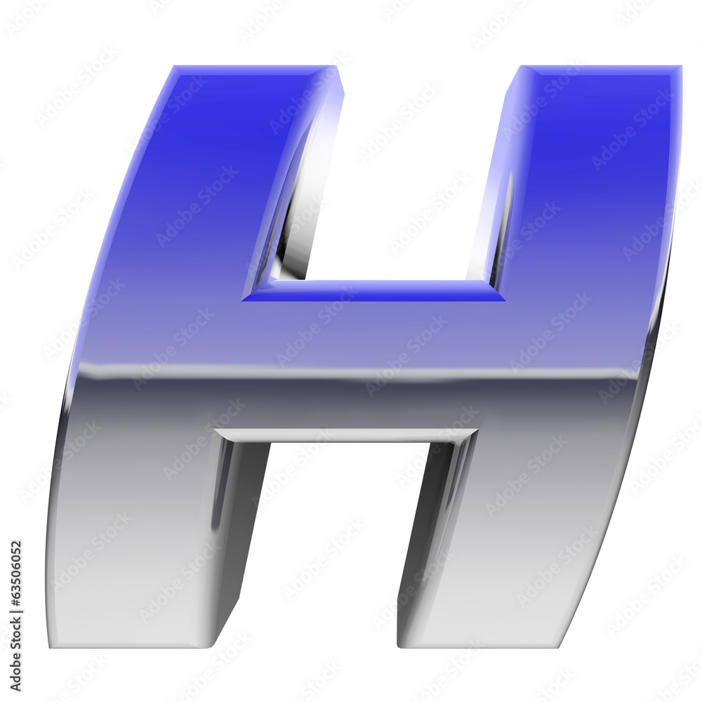 Chrome alphabet symbol letter H with color gradient reflections Chrome alphabet symbol letter H with color gradient reflections