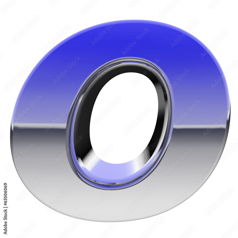 Chrome alphabet symbol letter O with color gradient reflections Chrome alphabet symbol letter O with color gradient reflections
