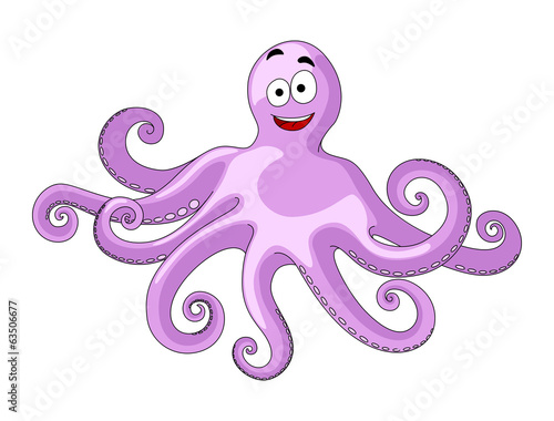 Cute cheerful cartoon octopus