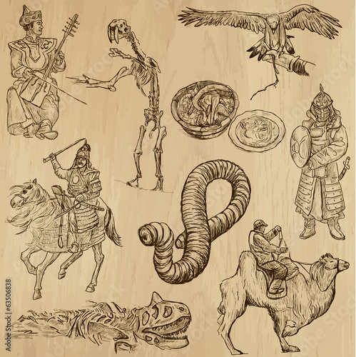 Mongolia no.2 - an hand drawn illustrations, vector set