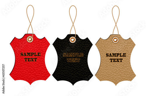 leather labels of different flowers
