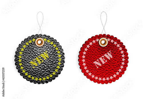 leather labels of different flowers