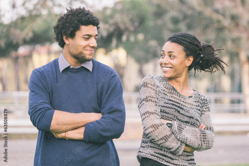Obraz premium Mixed-Race Couple Outdoor Portrait