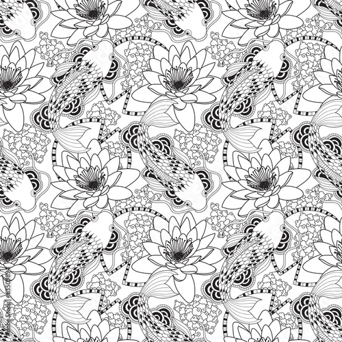 Chinese carps seamless pattern
