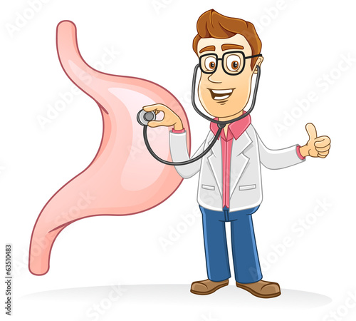 Doctor check stomach using a stethoscope