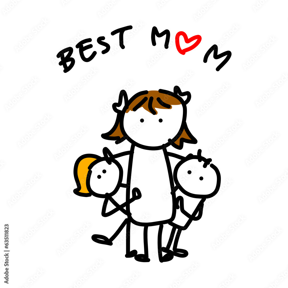 hand drawing cartoon concept happy mother's day hand drawing cartoon concept happy mother's day