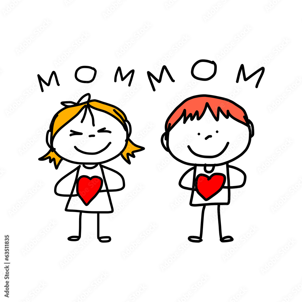 hand drawing cartoon concept happy mother's day hand drawing cartoon concept happy mother's day