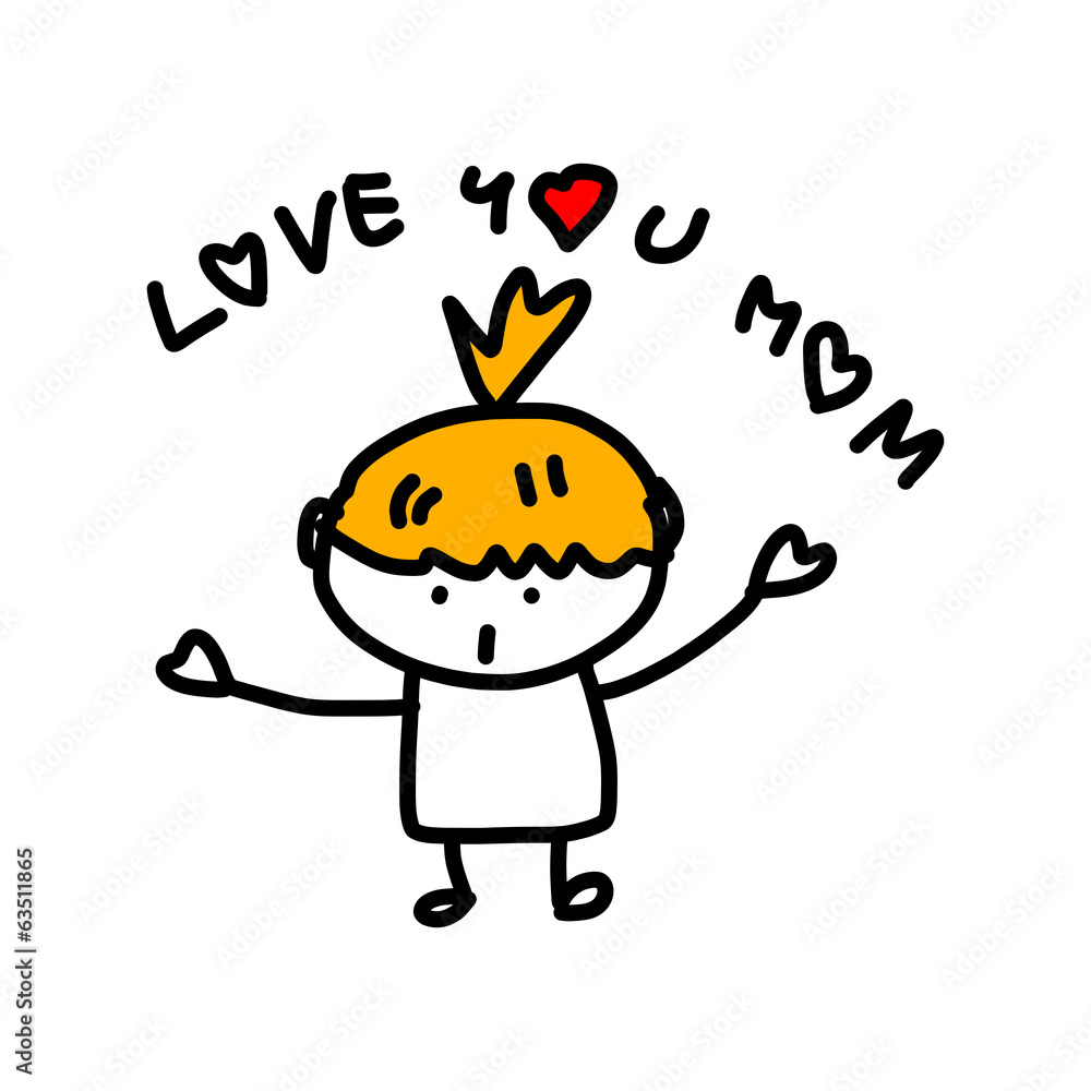 hand drawing cartoon concept happy mother's day hand drawing cartoon concept happy mother's day