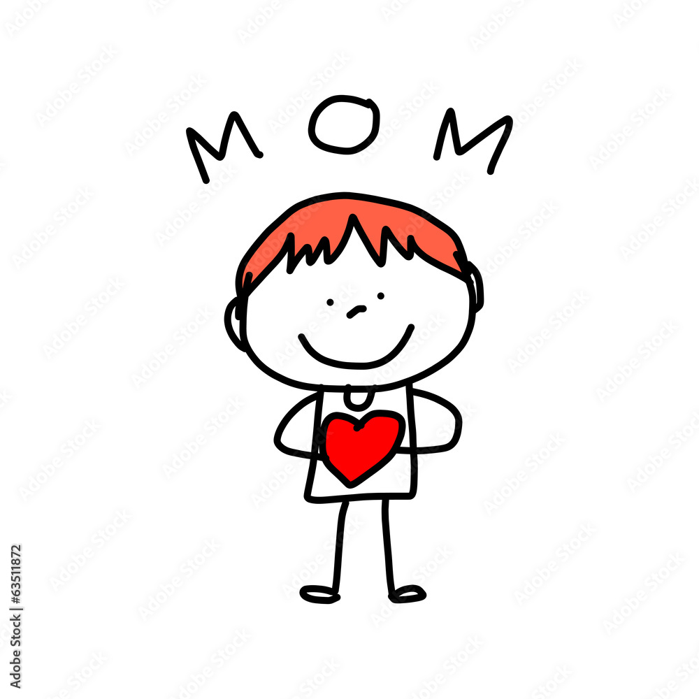 hand drawing cartoon concept happy mother's day hand drawing cartoon concept happy mother's day