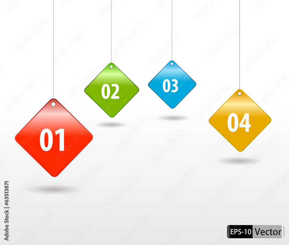 four paper steps signs hanging on the wall origami concept four paper steps signs hanging on the wall origami concept