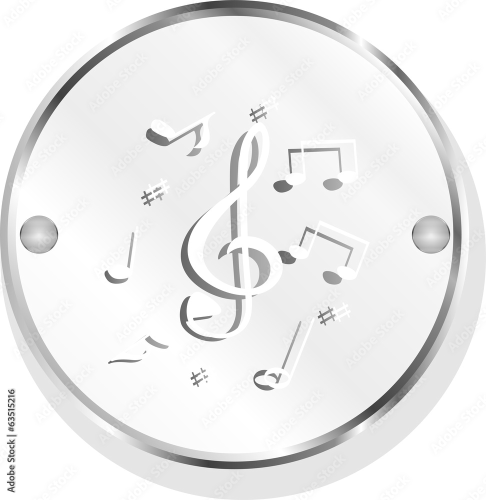 music round glossy web icon on white background music round glossy web icon on white background