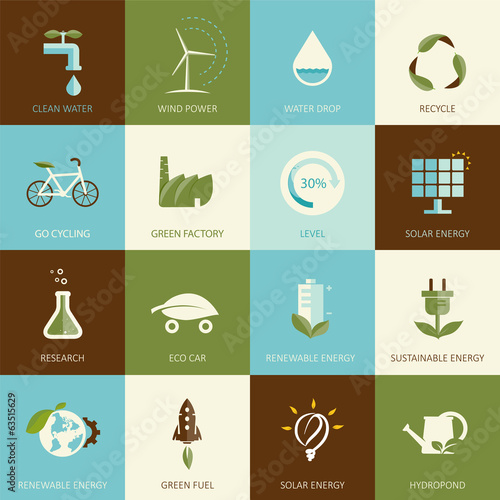 Set of flat designed ecology icons