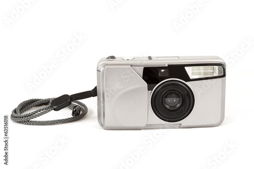 analog photo camera on white