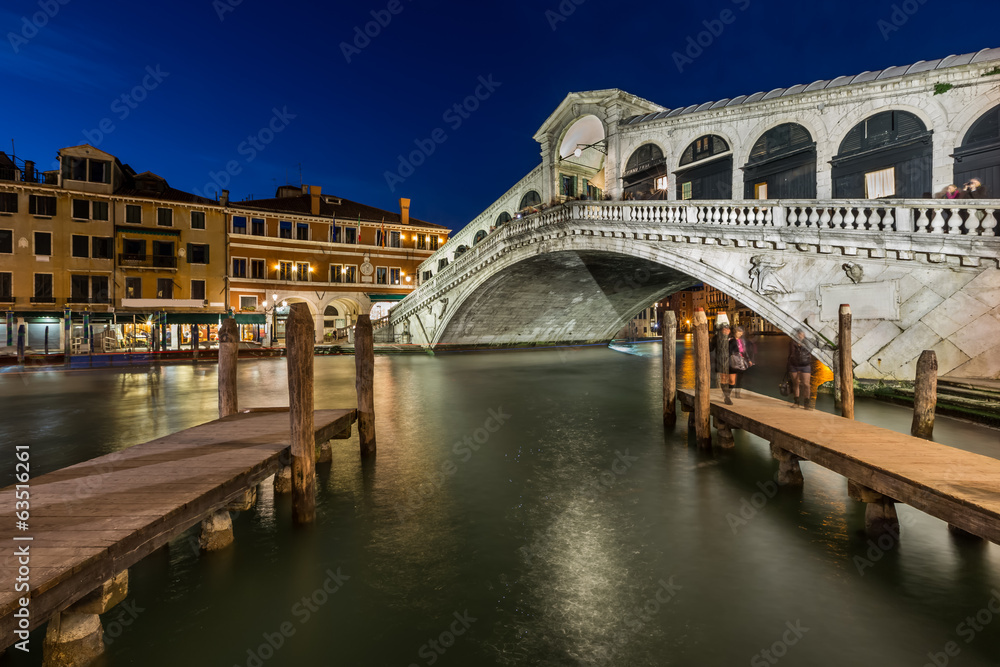 Rialto Bridge and Grand Canal in the Evening, Venice, Italy