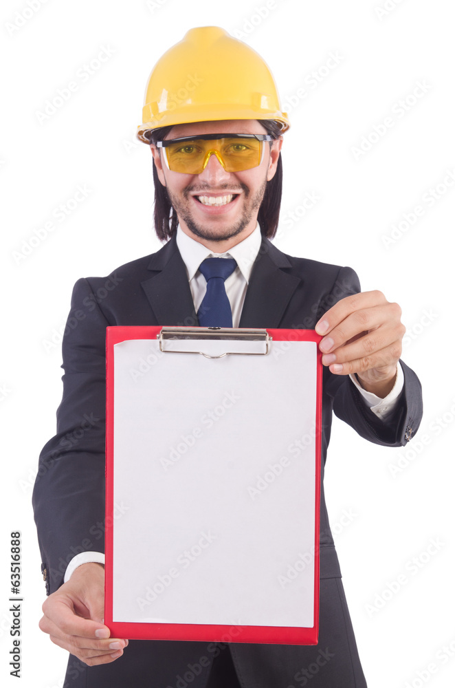Businessman -builder with binder isolated on white Businessman -builder with binder isolated on white