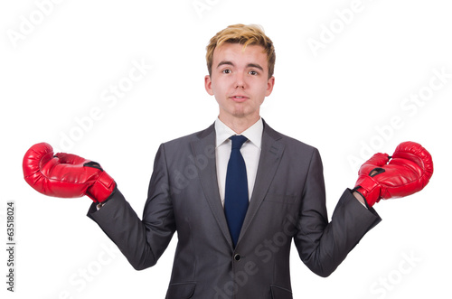 Funny boxer businessman in sport concept