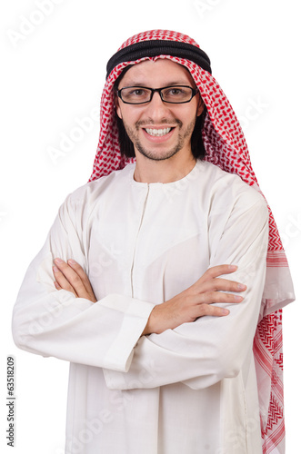 Arab man in specs isolated on white