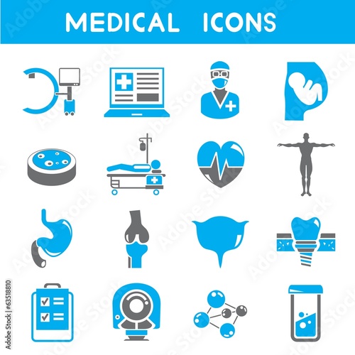 medical icons, blue color icons