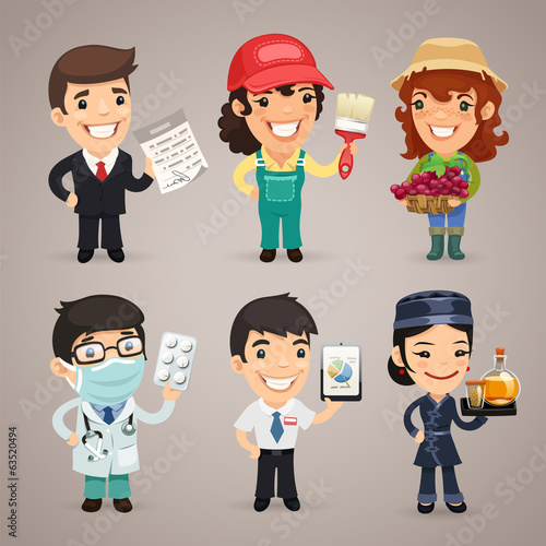 Professions Cartoon Characters Set1.4 With Clipping Paths
