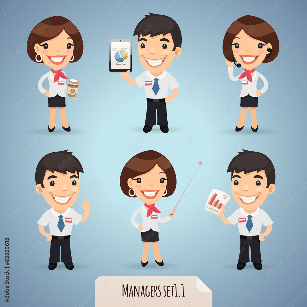 Managers Cartoon Characters Set1.1 With Clipping Paths Managers Cartoon Characters Set1.1 With Clipping Paths