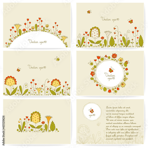 Set of cards with flowers