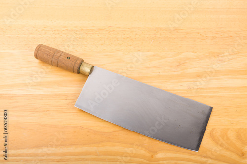 Cleaver on Wood Cutting Board