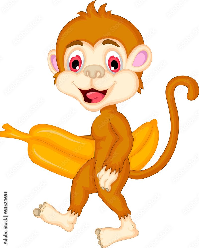 cartoon monkey holdng banana cartoon monkey holdng banana